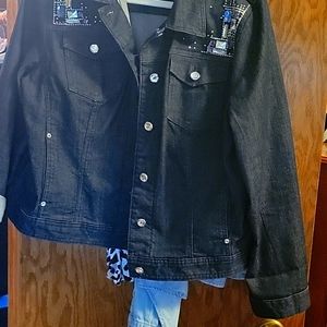 CHICOS Jean jacket with beading